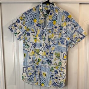 J. Crew Factory Blue and Yellow Patchwork Men's Shirt